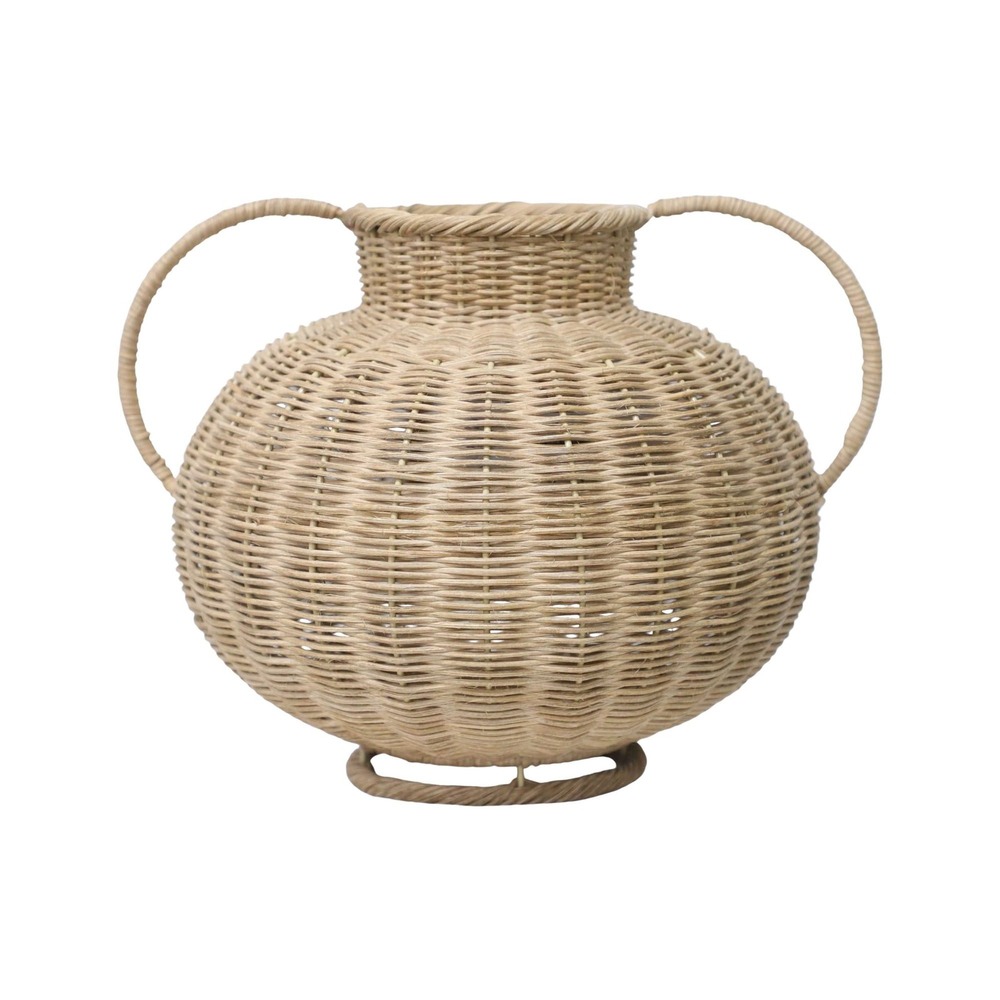 My Texas House Rattan Amphora Vase 8.86" Natural Woven Decor